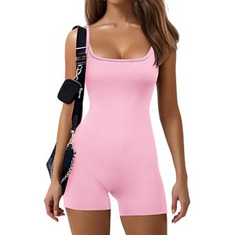 Ekouaer Workout Romper Yoga One Piece Athletic Rompers