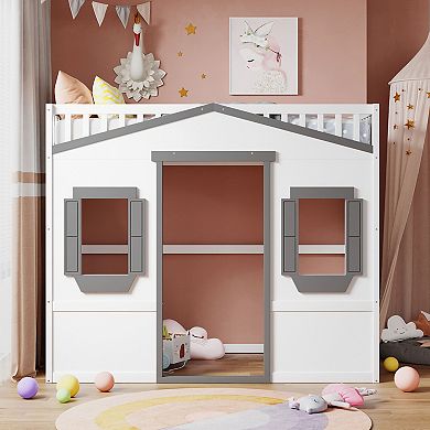 Merax Twin Size House Loft Bed With Ladder