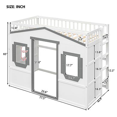 Merax Twin Size House Loft Bed With Ladder