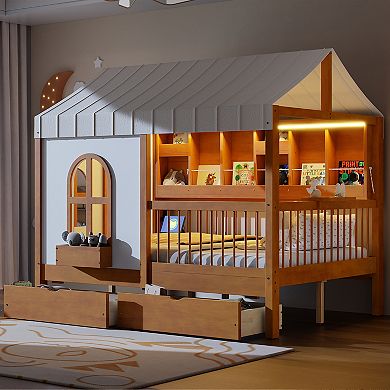Merax Full Size House Bed with 2 Large Drawers