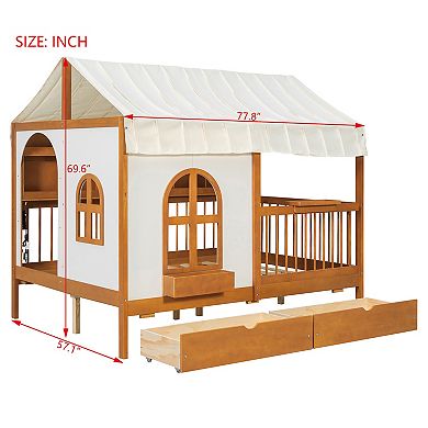 Merax Full Size House Bed with 2 Large Drawers