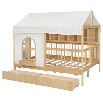 Merax Full Size House Bed with 2 Large Drawers