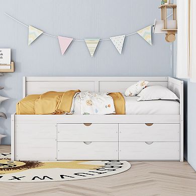Merax Full Size Daybed with Drawers and Shelves