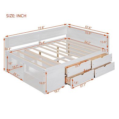 Merax Full Size Daybed with Drawers and Shelves