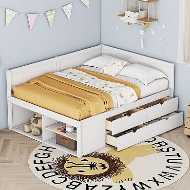 Merax Full Size Daybed with Drawers and Shelves