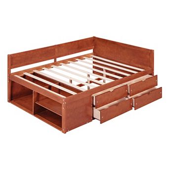 Merax Full Size Daybed with Drawers and Shelves