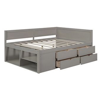 Merax Full Size Daybed with Drawers and Shelves