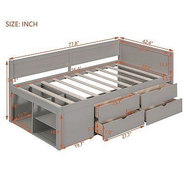 Merax Twin Size Daybed with Drawers and Shelves