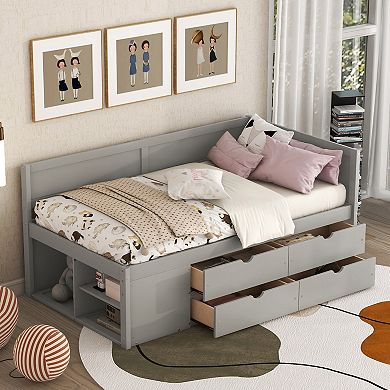 Merax Twin Size Daybed with Drawers and Shelves