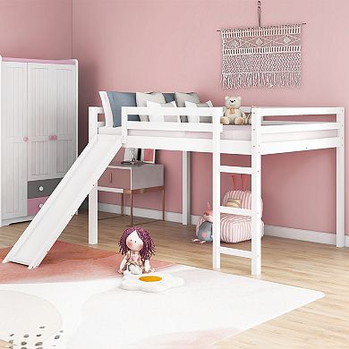 Merax Loft Bed with Slide, Multifunctional Design