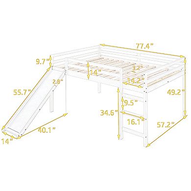 Merax Loft Bed with Slide, Multifunctional Design