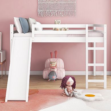Merax Loft Bed with Slide, Multifunctional Design