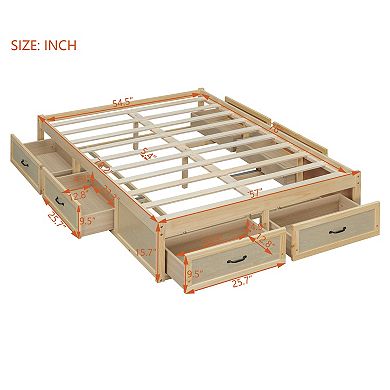 Merax Full Size Platform Bed with 6 Storage Drawers