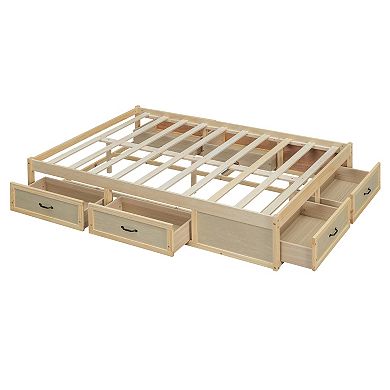 Merax Full Size Platform Bed with 6 Storage Drawers