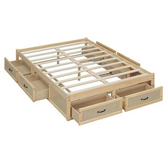 Merax Full Size Platform Bed with 6 Storage Drawers