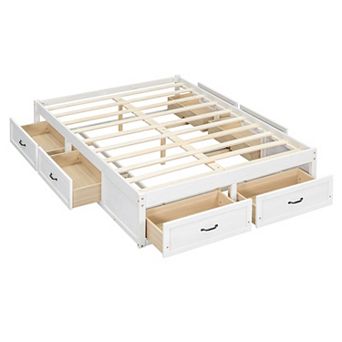 Merax Full Size Platform Bed with 6 Storage Drawers