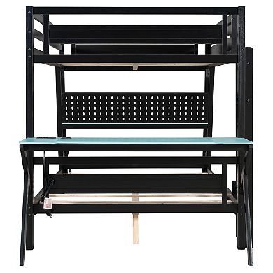 Merax Bunk Bed with Two Built-In Gaming Desks