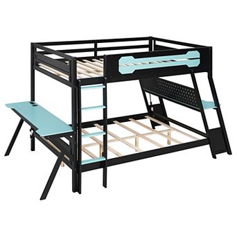 Merax Bunk Bed with Two Built-In Gaming Desks