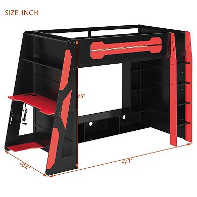 Merax Twin Size Wood Loft Bed with Desk