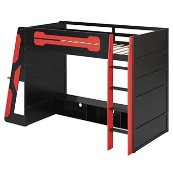 Merax Twin Size Wood Loft Bed with Desk