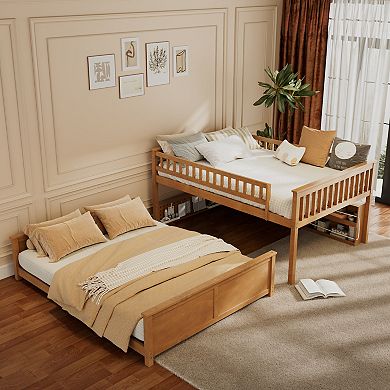 Merax Full XL over Queen Bunk Bed with Integrated Shelving