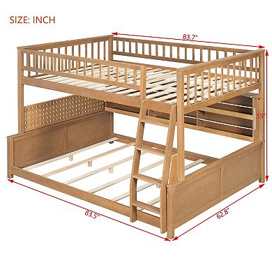 Merax Full XL over Queen Bunk Bed with Integrated Shelving