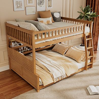 Merax Full XL over Queen Bunk Bed with Integrated Shelving