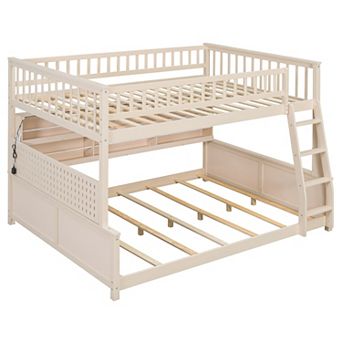 Merax Full XL over Queen Bunk Bed with Integrated Shelving