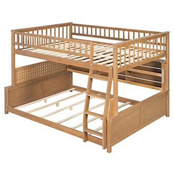 Merax Full XL over Queen Bunk Bed with Integrated Shelving