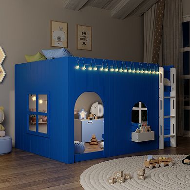 Merax Kids Loft Bed with Warm LED Light String