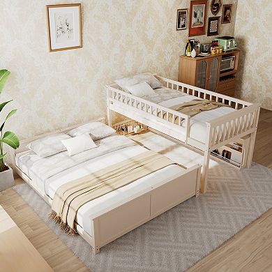Merax Twin XL over Queen Bunk Bed with Integrated Shelving