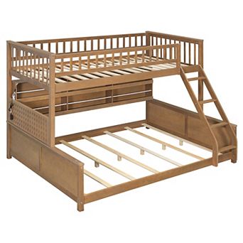 Merax Twin XL over Queen Bunk Bed with Integrated Shelving