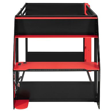 Merax Full-Size Gaming Bunk Bed with Side-Mounted Oversized RGB Desk