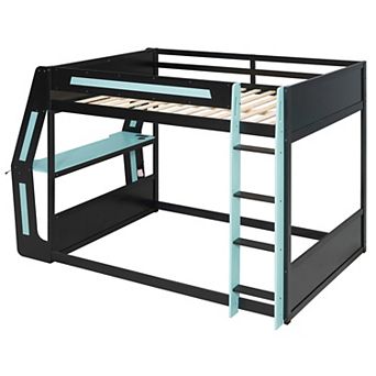 Merax Full-Size Gaming Bunk Bed with Side-Mounted Oversized RGB Desk