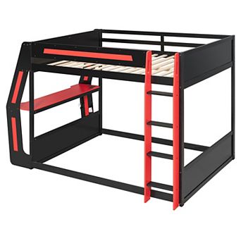 Merax Full-Size Gaming Bunk Bed with Side-Mounted Oversized RGB Desk