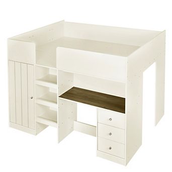 Merax Twin Size Wooden Captain Bed with Bookshelf Headboard