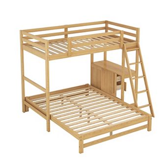 Merax Twin over Full Bunk Bed with Built-in Desk and Three Drawers