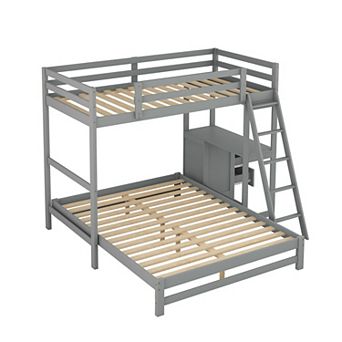 Merax Twin over Full Bunk Bed with Built-in Desk and Three Drawers
