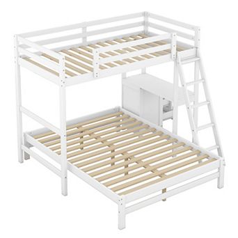 Merax Twin over Full Bunk Bed with Built-in Desk and Three Drawers