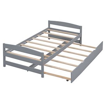 Merax Twin Size Platform Bed with Twin Size Trundle