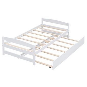 Merax Twin Size Platform Bed with Twin Size Trundle