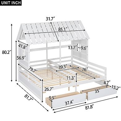 Merax Twin Size House Platform Beds with Two Drawers for Boy and Girl Shared Beds