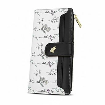 ZUQIETA RFID Blocking Slim Floral Wallet PU Leather Card Holder Compact Multifunctional