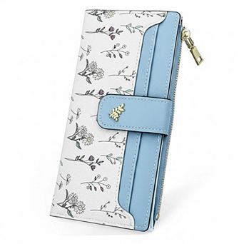 ZUQIETA RFID Blocking Slim Floral Wallet PU Leather Card Holder Compact Multifunctional