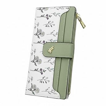 ZUQIETA RFID Blocking Slim Floral Wallet PU Leather Card Holder Compact Multifunctional