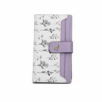 ZUQIETA RFID Blocking Slim Floral Wallet PU Leather Card Holder Compact Multifunctional