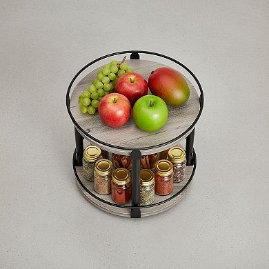 KAUFLY 2-Tier Rotating Lazy Susan Spice Rack Turntable for Kitchen Countertop Cabinet
