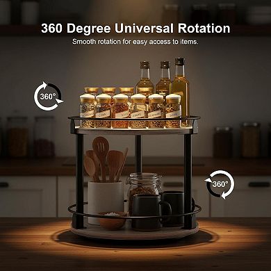 KAUFLY 2-Tier Rotating Lazy Susan Spice Rack Turntable for Kitchen Countertop Cabinet