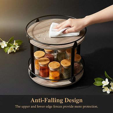 KAUFLY 2-Tier Rotating Lazy Susan Spice Rack Turntable for Kitchen Countertop Cabinet