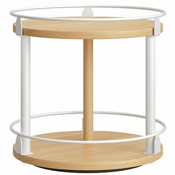 KAUFLY 2 tier Rotating Lazy Susan Spice Rack Turntable for Kitchen Countertop Cabinet